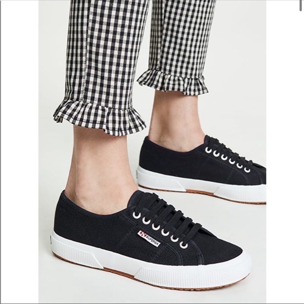 Superga Cotu Unisex Black Canvas Sneakers Size Men's 6.5 Women's 8